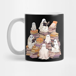 Ghost Reading Book Cute Teacher Halloween Ghost Book Lover Mug